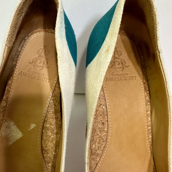 The Office of Angela Scott Linen Heels with Turquoise Coloring/Heel Sz 41 - Picture 8 of 10